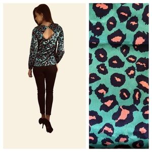Leopard Spotted Turquoise Blue Nina Shirt